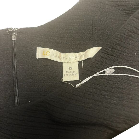 LC Lauren Conrad Bow Textured Little Black Pleated Dress - Picture 8 of 11